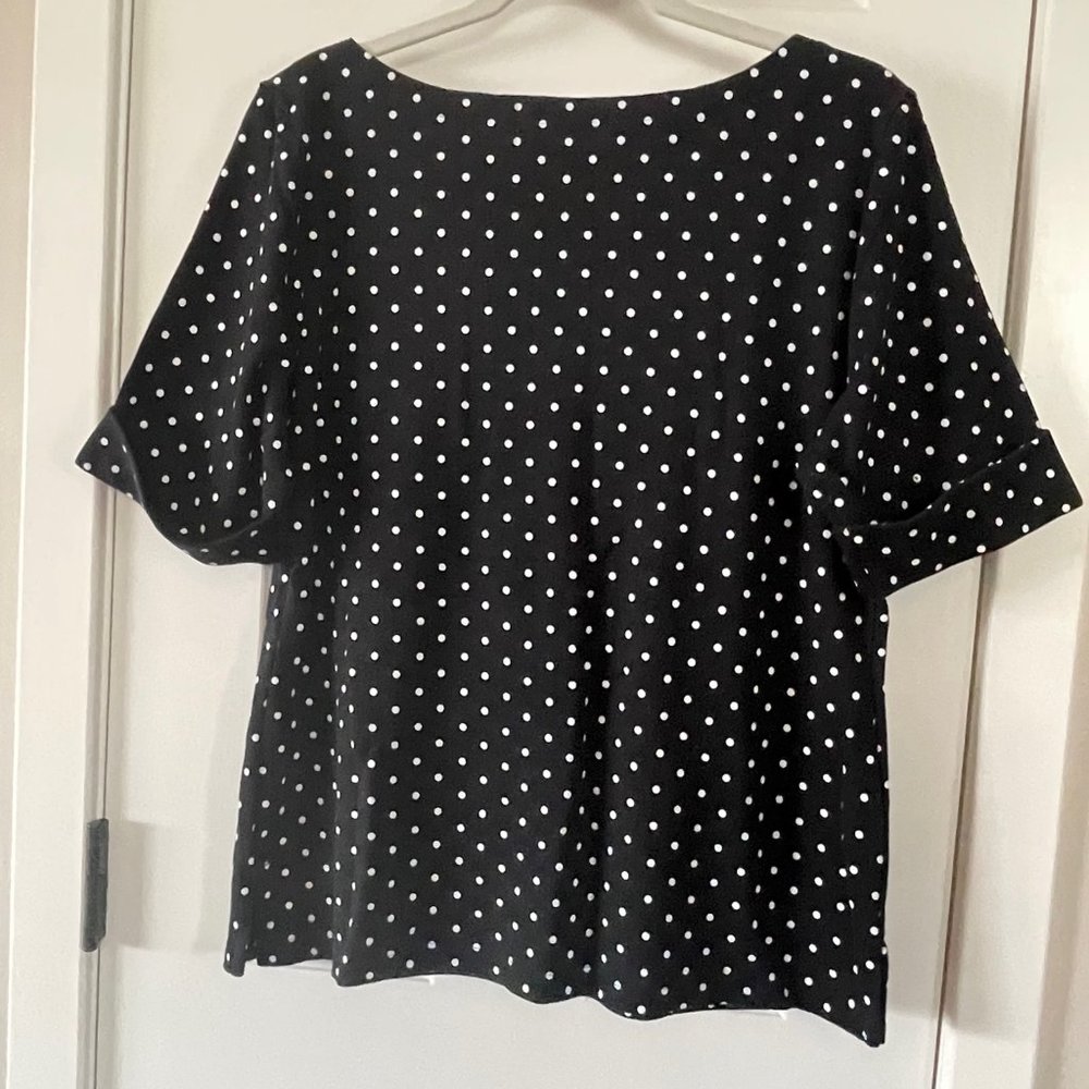 Karen Scott Black White Polka Dot Top Size Large - Picture 16 of 16